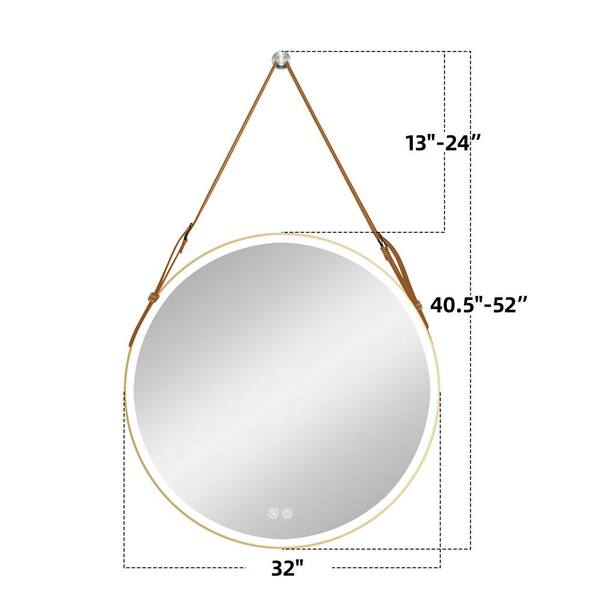 HOMLUX 32 in. W x 32 in. H Round Frameless LED Light with 3-Color and  Anti-Fog Wall Mounted Bathroom Vanity Mirror 96FB004795 - The Home Depot