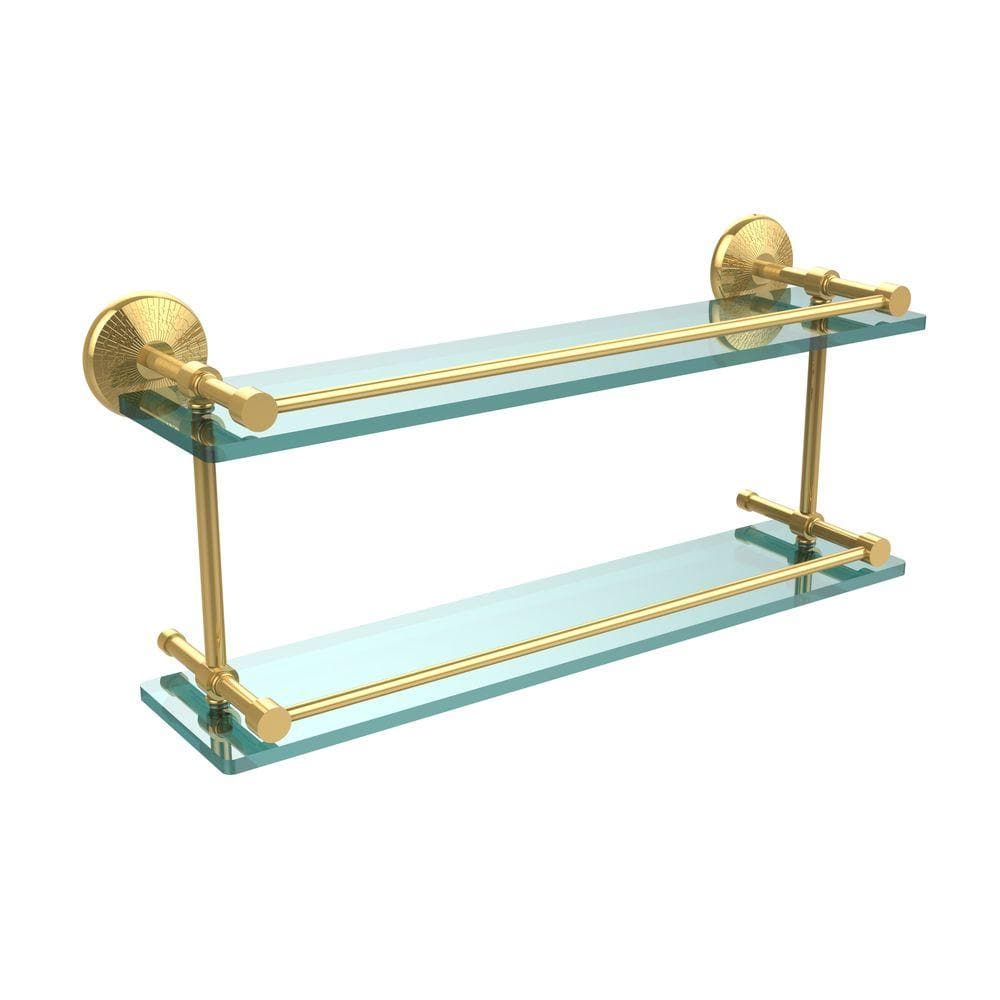 Allied Brass Monte Carlo 22 in. L x in. H x in. W 2-Tier Clear Glass  Bathroom Shelf with Gallery Rail in Polished Brass MC-2/22-GAL-PB The  Home Depot