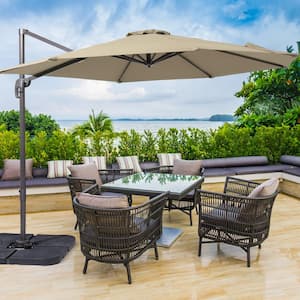 10 ft. Cantilever Patio Umbrella with Cross Base, Outdoor Offset Hanging 360-Degree in Sand