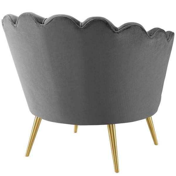 MODWAY Admire Gray Scalloped Edge Performance Velvet Accent