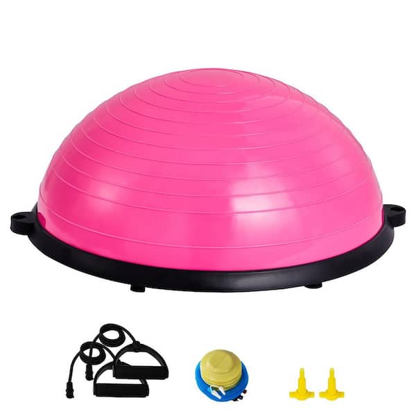 SKYSHALO Half Exercise Ball Trainer, 23 in. Balance Ball Trainer, 660 lbs. Capacity Stability Ball, Full Body Workout, Pink