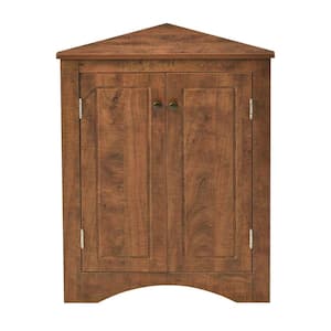 17.2 in. W x 17.2 in. D x 31.5 in. H Brown Triangle Bathroom Storage Cabinet with Adjustable Shelve Linen Cabinet