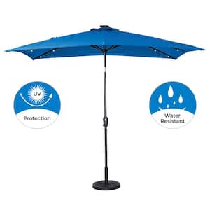 9 ft. x 7 ft. Rectangular Solar Lighted Market Patio Umbrella in Royal Blue