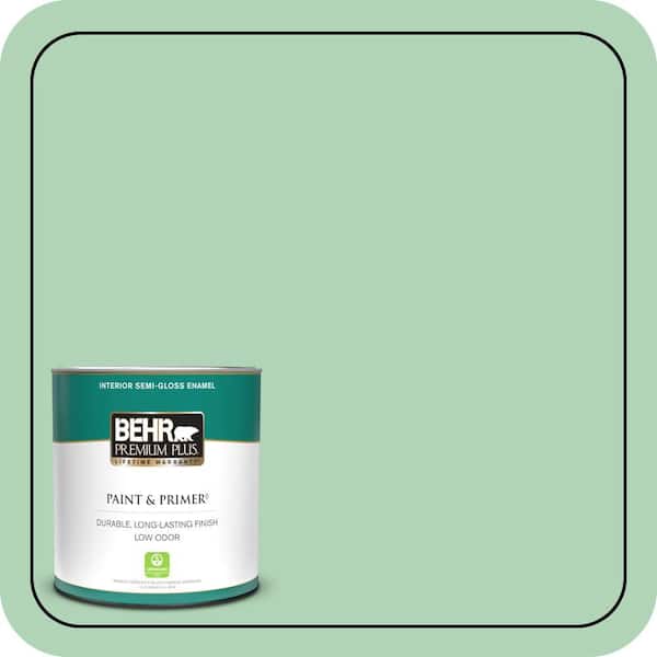 BEHR PREMIUM PLUS 1 qt. #M410-3 Enchanted Meadow Semi-Gloss Enamel Low Odor Interior Paint & Primer