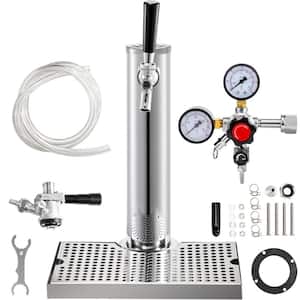Kegerator Tower Silver Kit Single Tap Stainless Steel Deluxe Kegerator Tower Kit with Removable Drip Tray for Home
