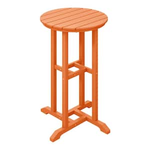 Laguna 24 in. Round Outdoor Dinining HDPE Plastic Counter Height Bistro Table in Orange