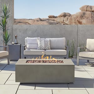Aegean 50 in. x 15 in. Rectangle Steel Propane Fire Pit Table in Mist Gray with NG Conversion Kit