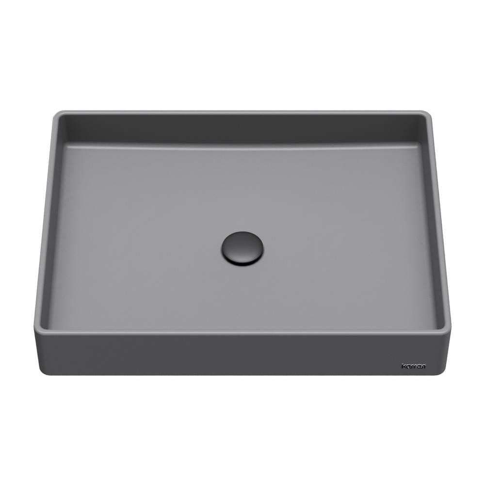 Gray Quartz Rectangular Above-Counter Vessel Sink