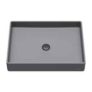 SQS500 23-5/8 in. Quartz Rectangular Vessel Bathroom Sink in Gray