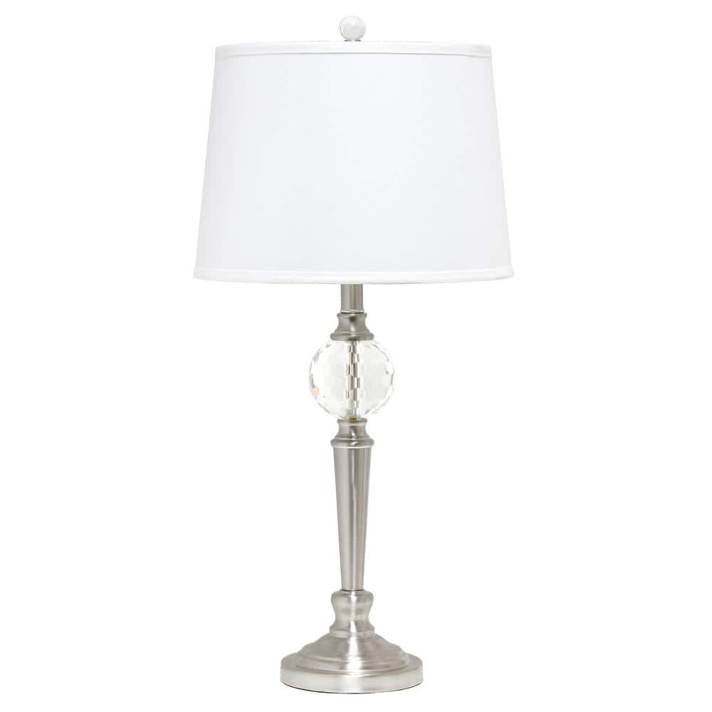 Elegant Silver Crystal Drop Floor & Table Lamp Trio Set with White Shades