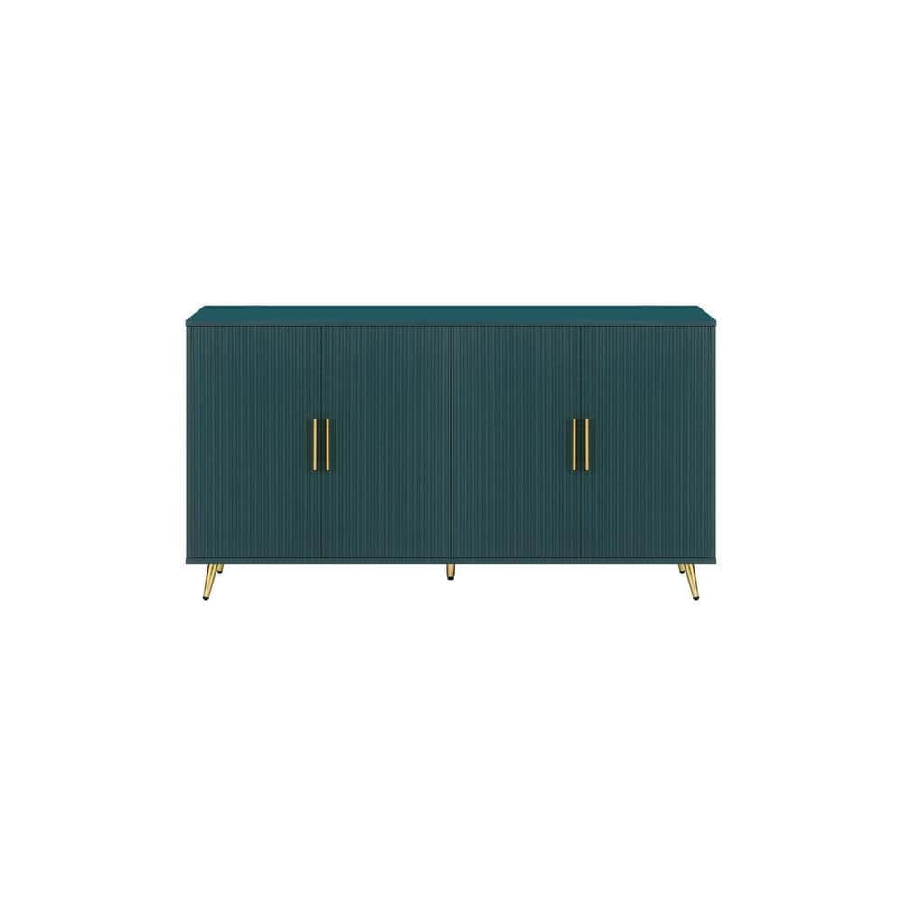 60 in. W x 15.7 in. D x 32.3 in. H Antique Green Freestanding Linen Cabinet
