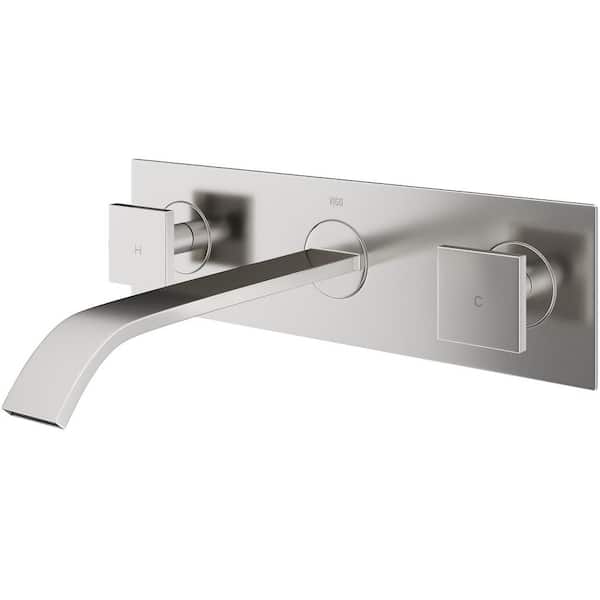 Titus Two Handle Wall Mount Bathroom Faucet in Brushed Nickel
