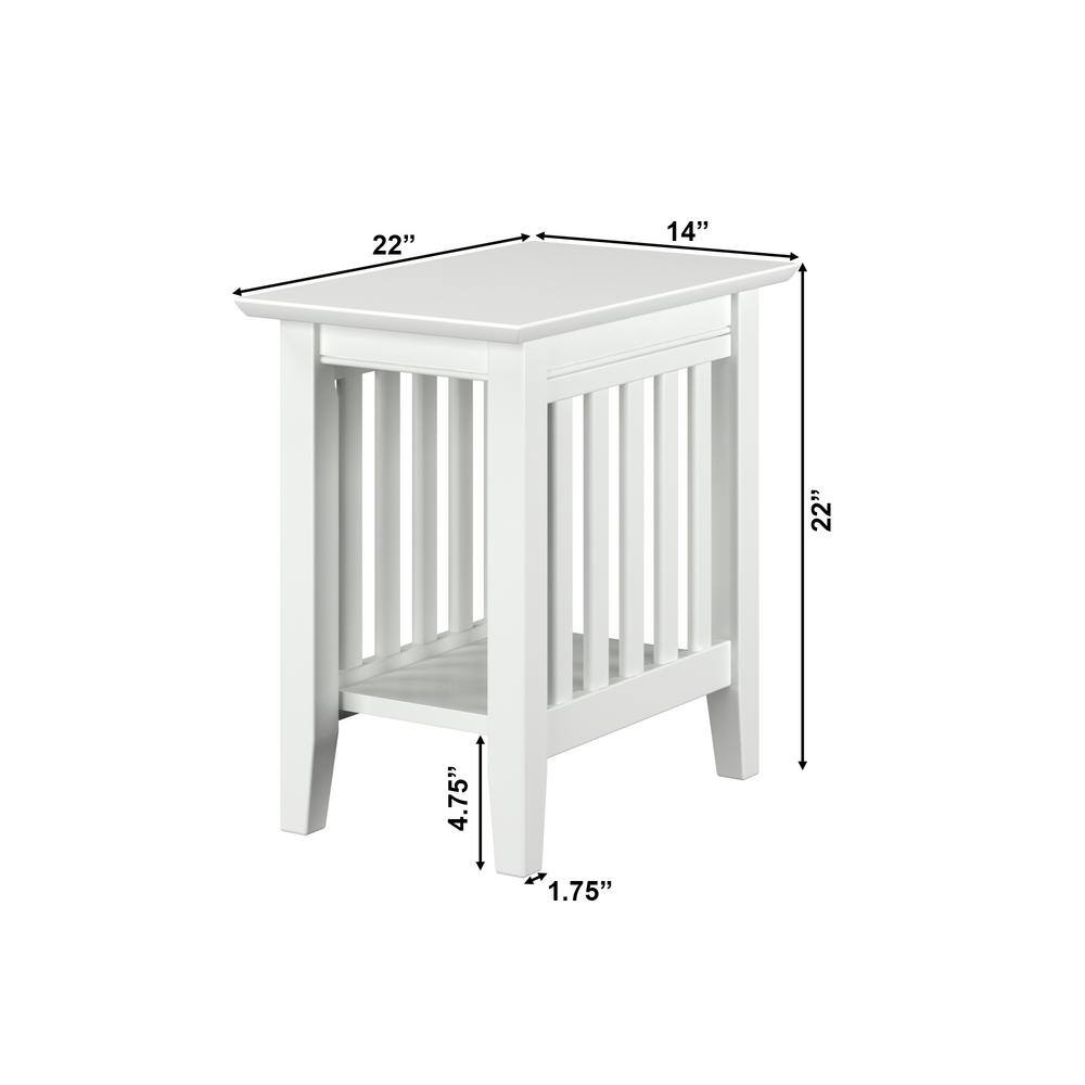 White Mission Style Hardwood Chair Side Table