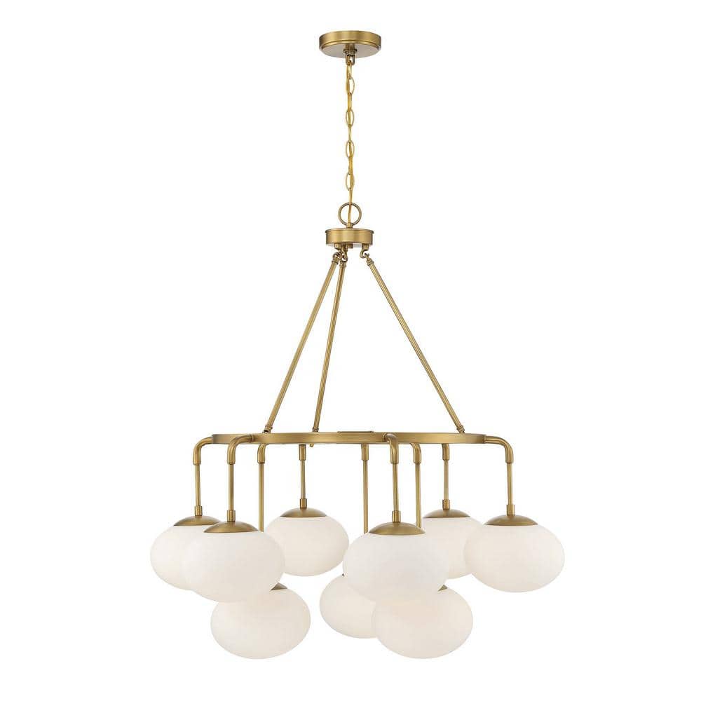 34 in. W x 38 in. H 9-Light Natural Brass Chandelier with Milk White Glass Shades price history on PriceWatchPro