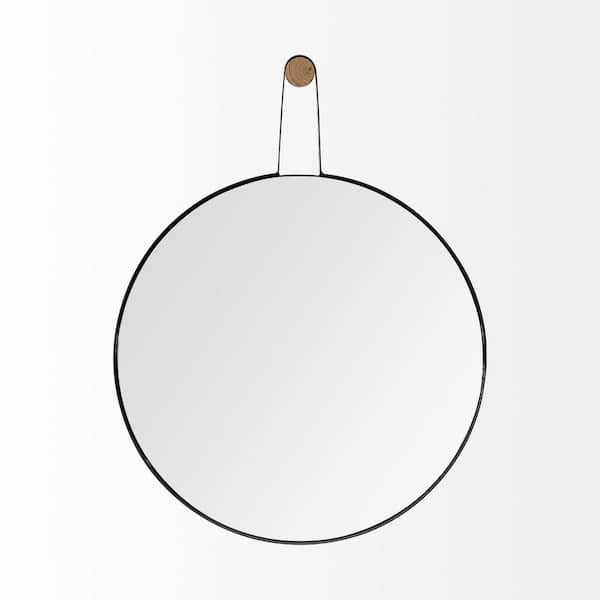 HomeRoots Mariana 19.75 in. Classic Round Framed Black Vanity Mirror