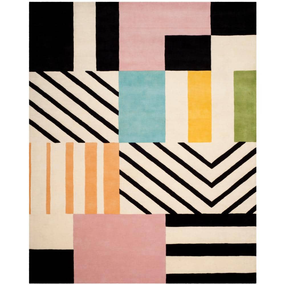 Artisan Black Geometric Hand-Tufted Wool Area Rug, 10' x 14'