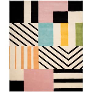 Fifth Avenue Ivory/Black 10 ft. x 14 ft. Abstract Striped Area Rug
