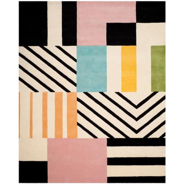 SAFAVIEH Fifth Avenue Ivory/Black 8 ft. x 10 ft. Abstract Area Rug
