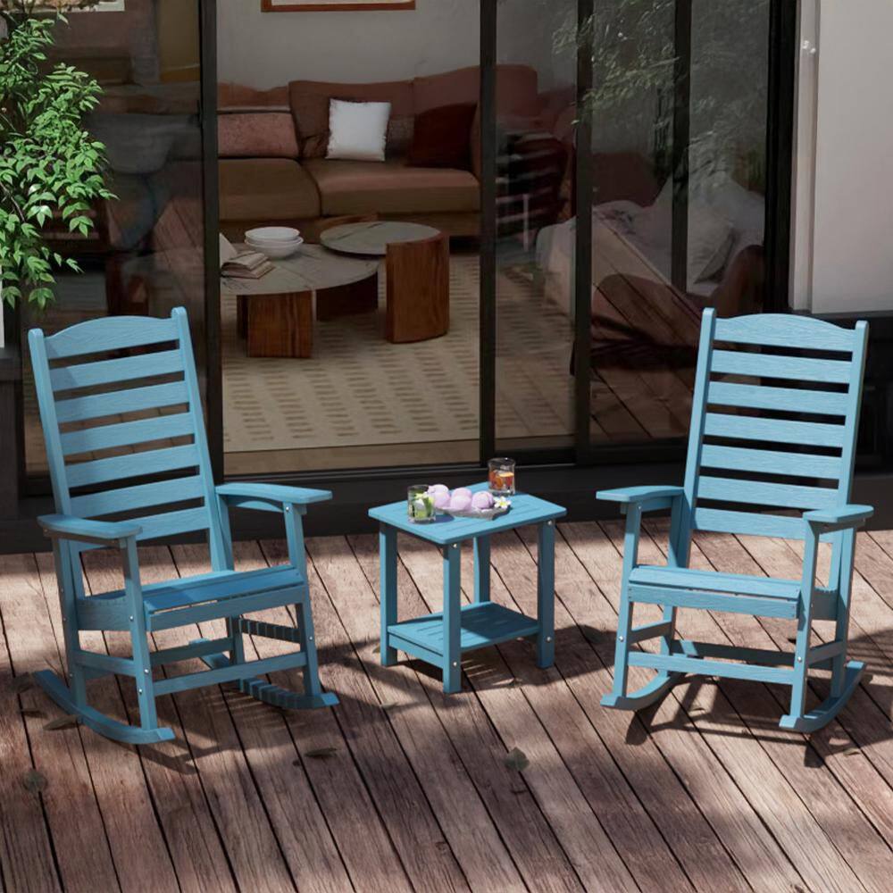Mximu Blue All Weather Resistant HIPS Plastic Patio Outdoor Rocking ...