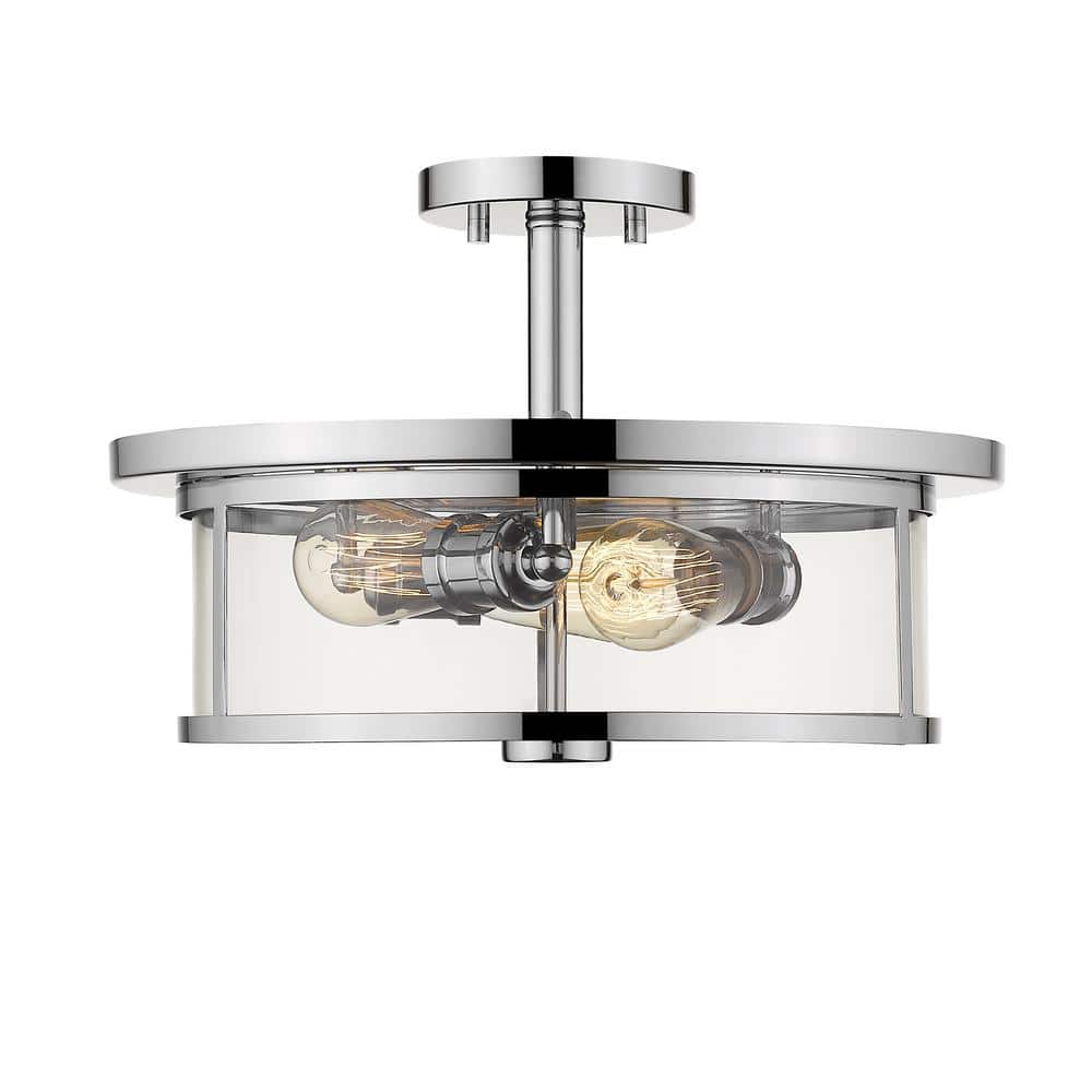 Savannah 15.75 in. 3-Light Chrome Semi-Flush Mount with Clear Shade