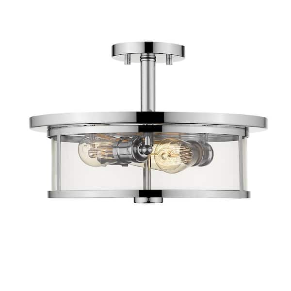 Unbranded Savannah 15.75 in. 3-Light Chrome Semi-Flush Mount with Clear Shade