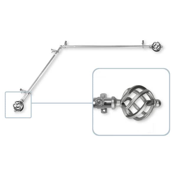 Rod Desyne Twist 13/16 in. Dia 28-48 in. L Corner Window Single Curtain Rod in Satin Nickel