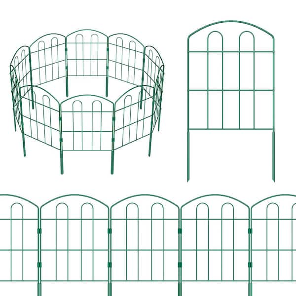 Oumilen 24 in. H x 13 in. L Green Metal Garden Fence Outdoor Wire Border Fences Panels (19-Pack)