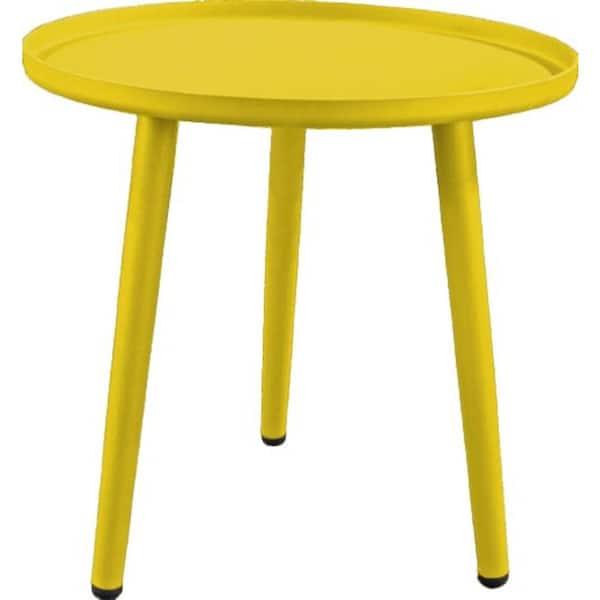 cenadinz Aluminum Outdoor Side Table Weather Resistant Round, Yellow