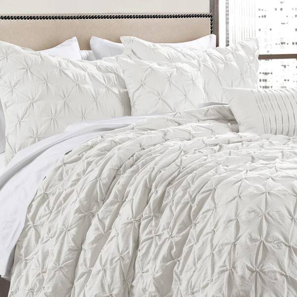 Lush Decor Ravello Pintuck Comforter White 5 Piece King Set 16t001144 The Home Depot - Grey Pintuck Bedding King Size Lush Decor Ravello Pintuck Comforter White 5 Piece King Set 16t001144 The Home Depot - Grey Pintuck Bedding King Size