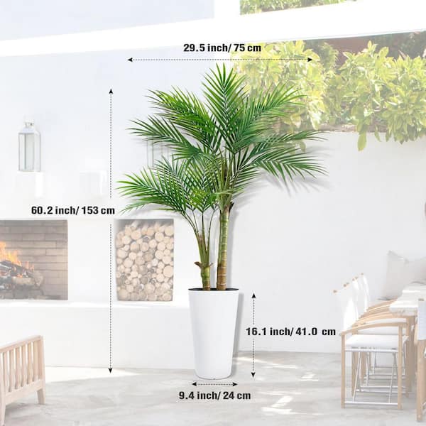 Artificial Palm Tree With Planter – 5ft Tall, Realistic Faux Plant For Home & Office (2 Pack)