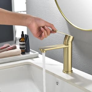 Ami 7.08 in. H Single Handle Single-Hole Bathroom Faucet in Brushed Gold