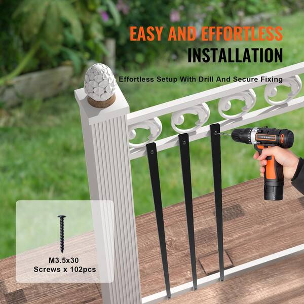 VEVOR Staircase Metal Balusters 32.28 in. H x 0.22 in. W Flat Black Aluminum Alloy Stair Railing Kit Deck Baluster (51-Pack)