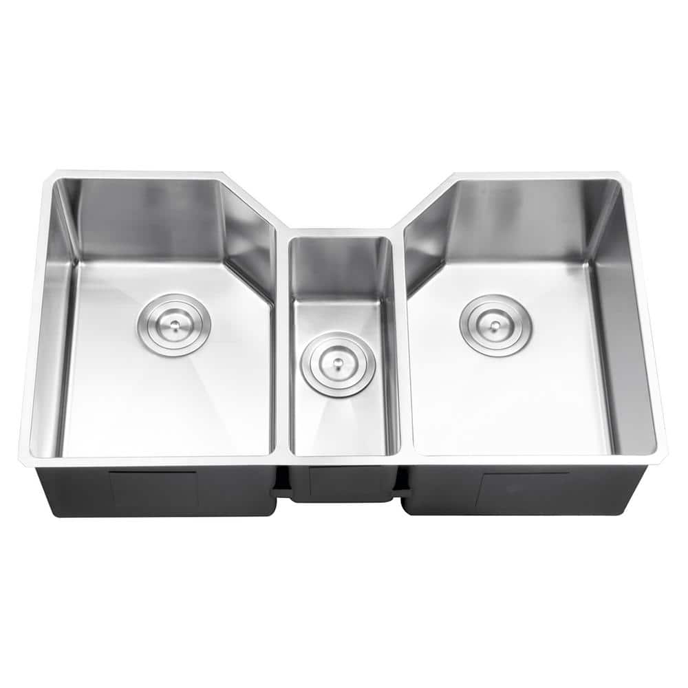Ruvati 35" Triple Bowl Satin Stainless Steel Undermount Kitchen Sink