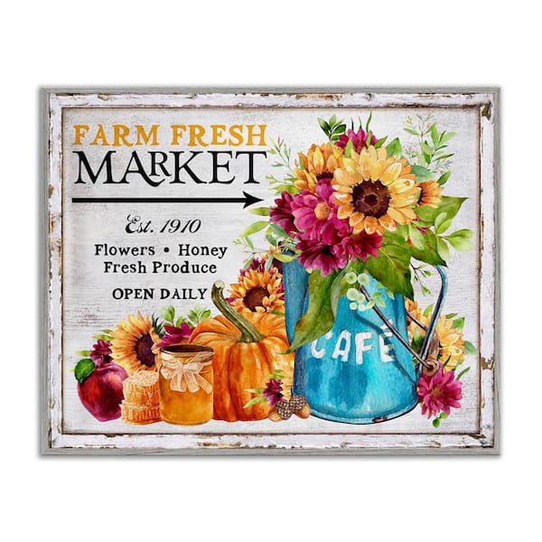 Fall Farm Market by Creatif Belle Gray Framed Nature Giclee Art Print 11 in. x 14 in.