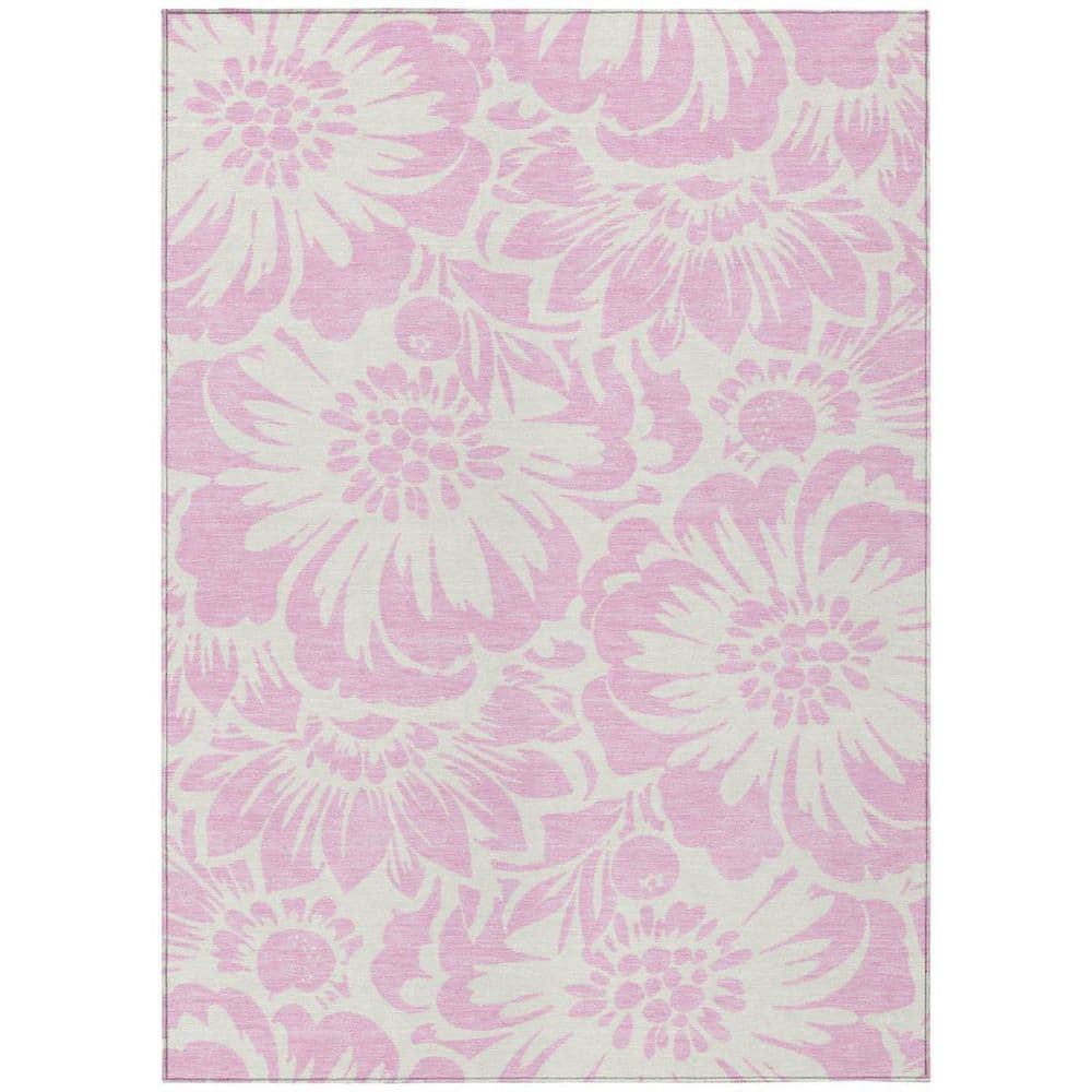 Pink, Ivory 8 ft. x 10 ft. Woven Floral Polyester Rectangle Indoor / Outdoor Area Rug price history on PriceWatchPro