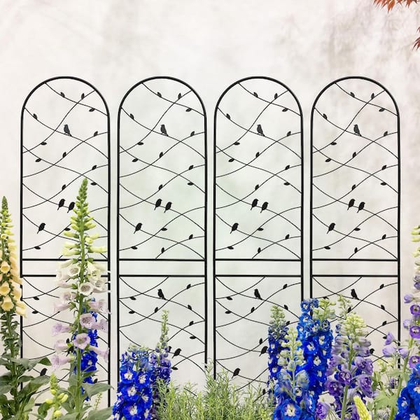 Unbranded 4-Pack 86.7 in. Metal Garden Trellis Rustproof Trellis for Climbing Plants, Garden Arch Trellis, Plant Support Trellis