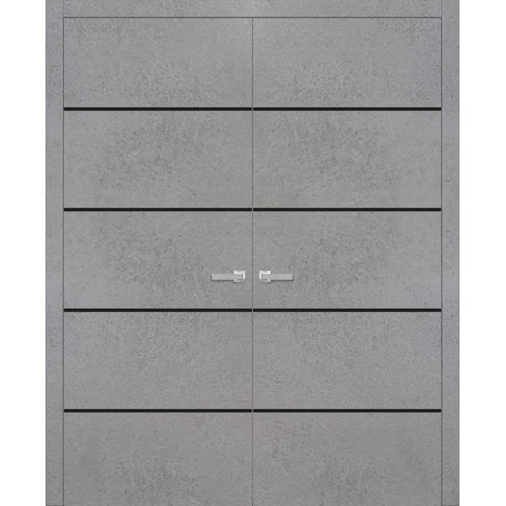 48 in. x 80 in. Concrete Finished Universal/Reversible Frosted Glass Solid Wood Assembly Required Interior Door Kit price history on PriceWatchPro