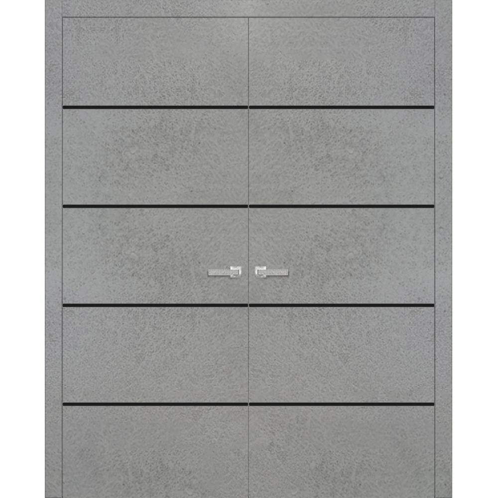 64 in. x 96 in. Concrete Finished Universal/Reversible Frosted Glass Solid Wood Assembly Required Interior Door Kit price history on PriceWatchPro