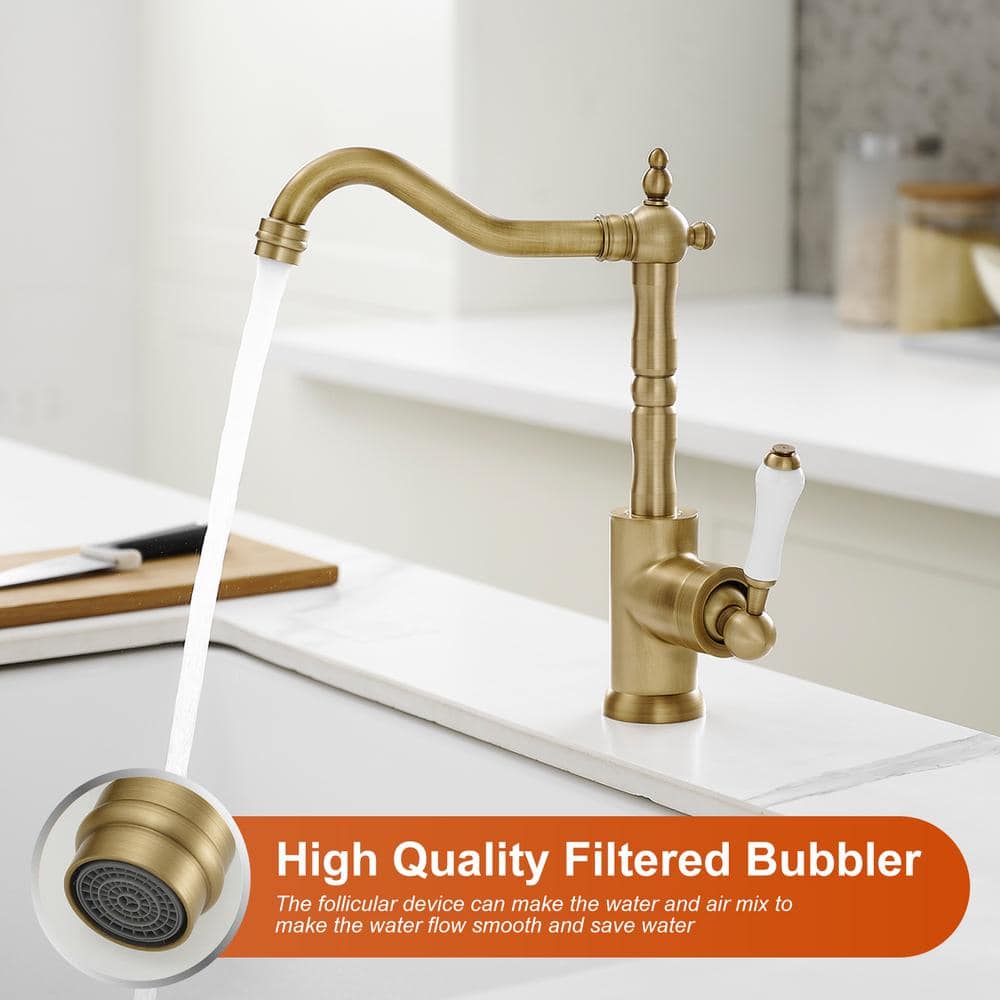 Antique Brass Single Handle Kitchen Faucet with Ceramic Disc Valve