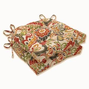 Floral 16 x 15.5 Outdoor Dining Chair Cushion in Green/Red (Set of 2)