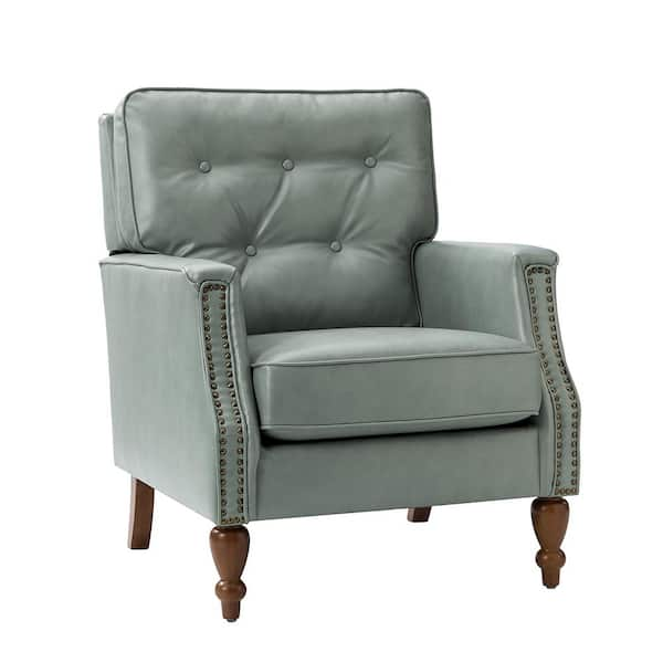 JAYDEN CREATION Hunfried 29 in. Sage Faux Leather Arm Chair with Solid ...