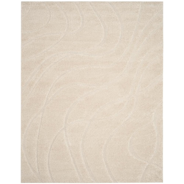 SAFAVIEH Florida Shag Cream 9 ft. x 12 ft. Solid Area Rug