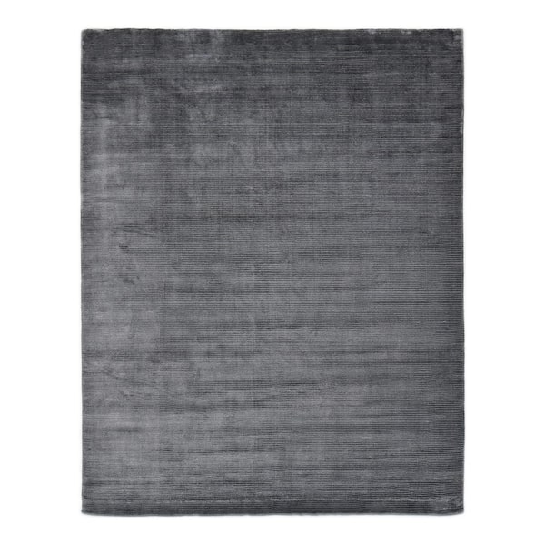 Solo Rugs Cordi Contemporary Solid Dark Gray 9 ft. x 12 ft. Hand-Knotted Area Rug
