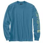 Men's 3 X-Large Blue Lagoon Heather Cotton/Polyester Loose Fit Heavyweight Long Sleeve Graphic T-Shirt