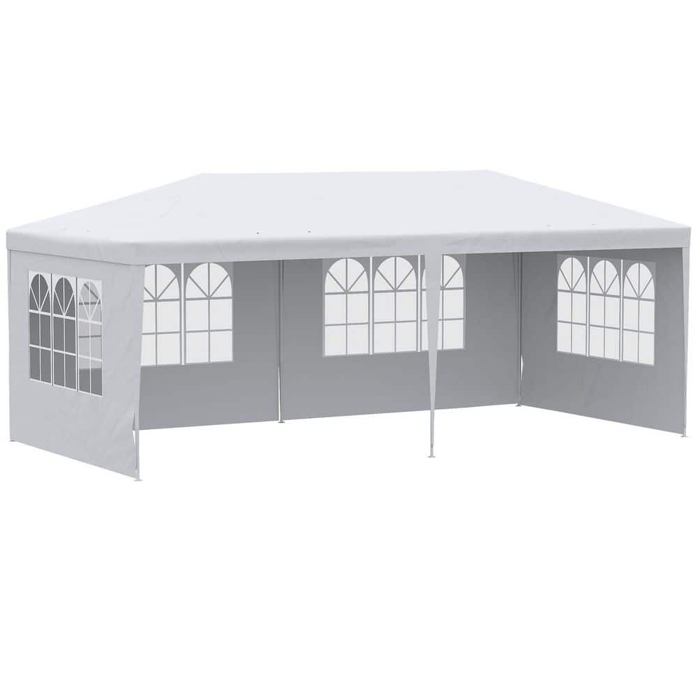 10 ft. x 20 ft. White Outdoor Large Party Tent Canopy with 4 Removable Side