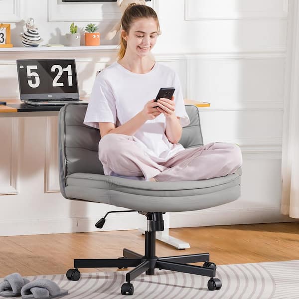 ComHoma Criss Cross Chair with Wheels PU leather Armless