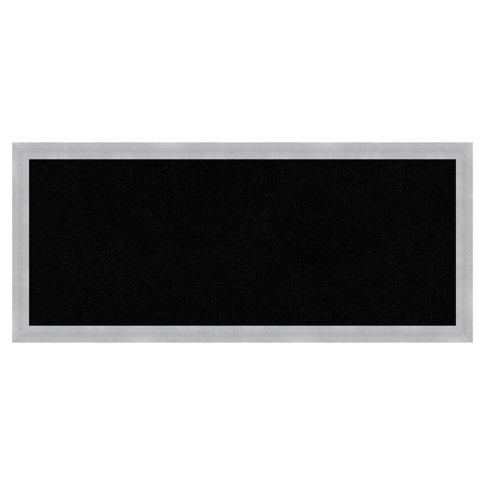 Amanti Art Grace Brushed Nickel Narrow Framed Black Corkboard 32 in. x 14 in. Bulletine Board