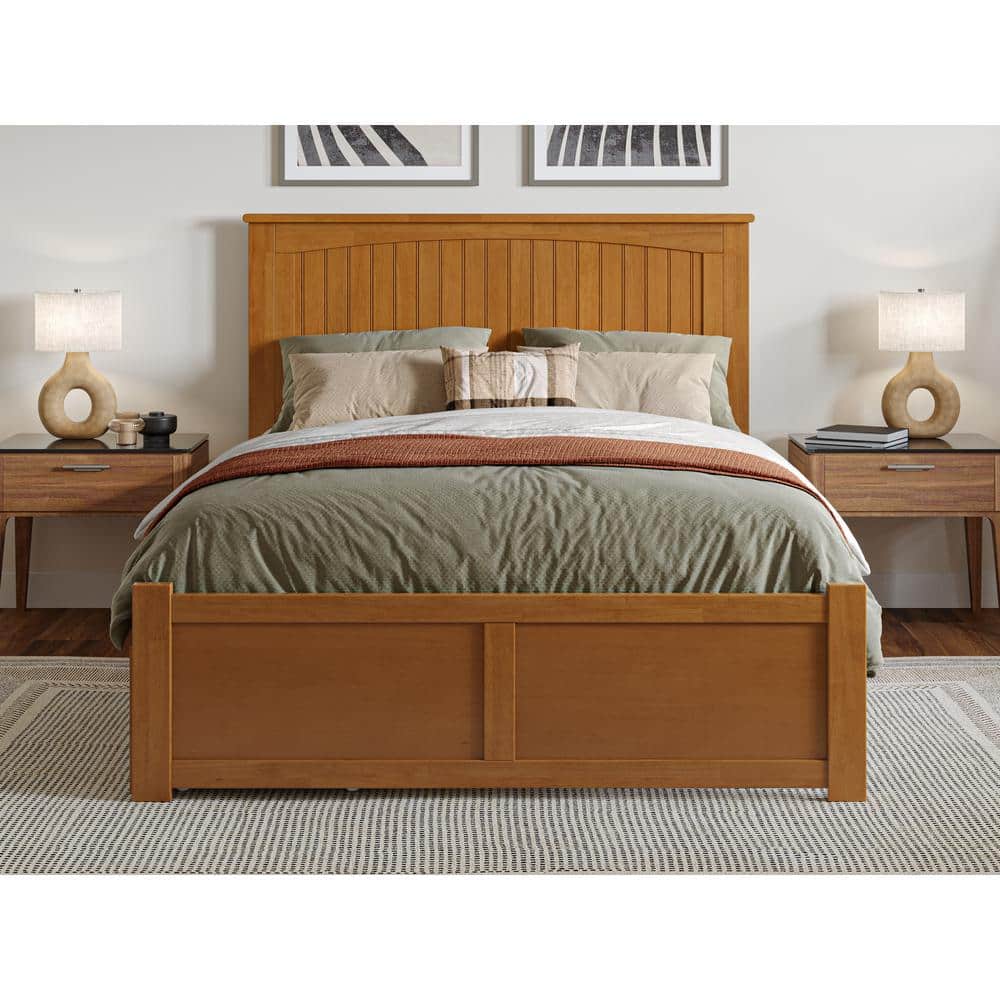 Nantucket Light Toffee Full Wood Platform Bed with Storage Drawers