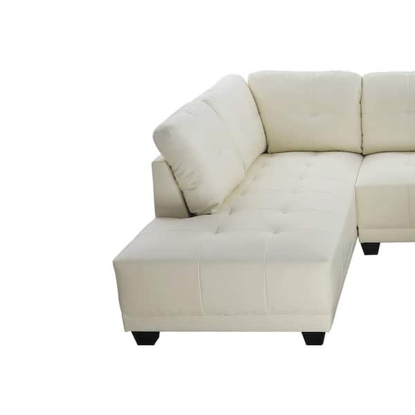 White faux deals leather sectional