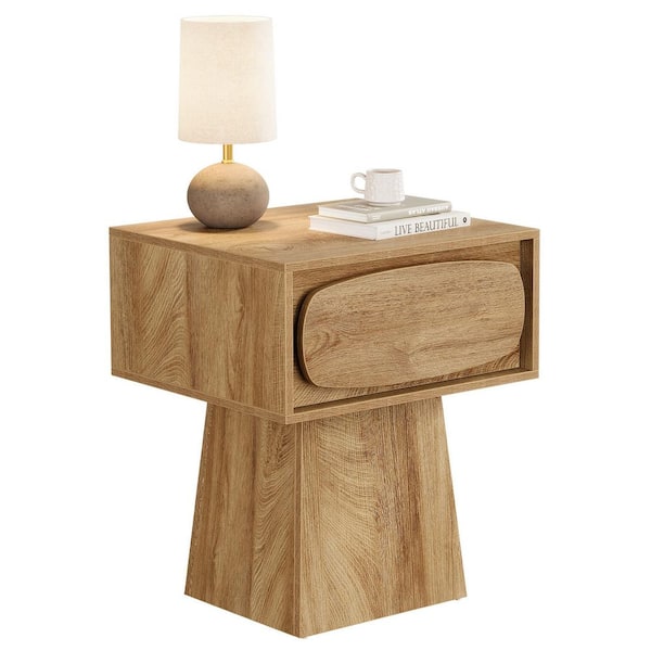 BYBLIGHT Kerlin 21.65 in. Brown Rectangular Wood End Table with Storage Drawer